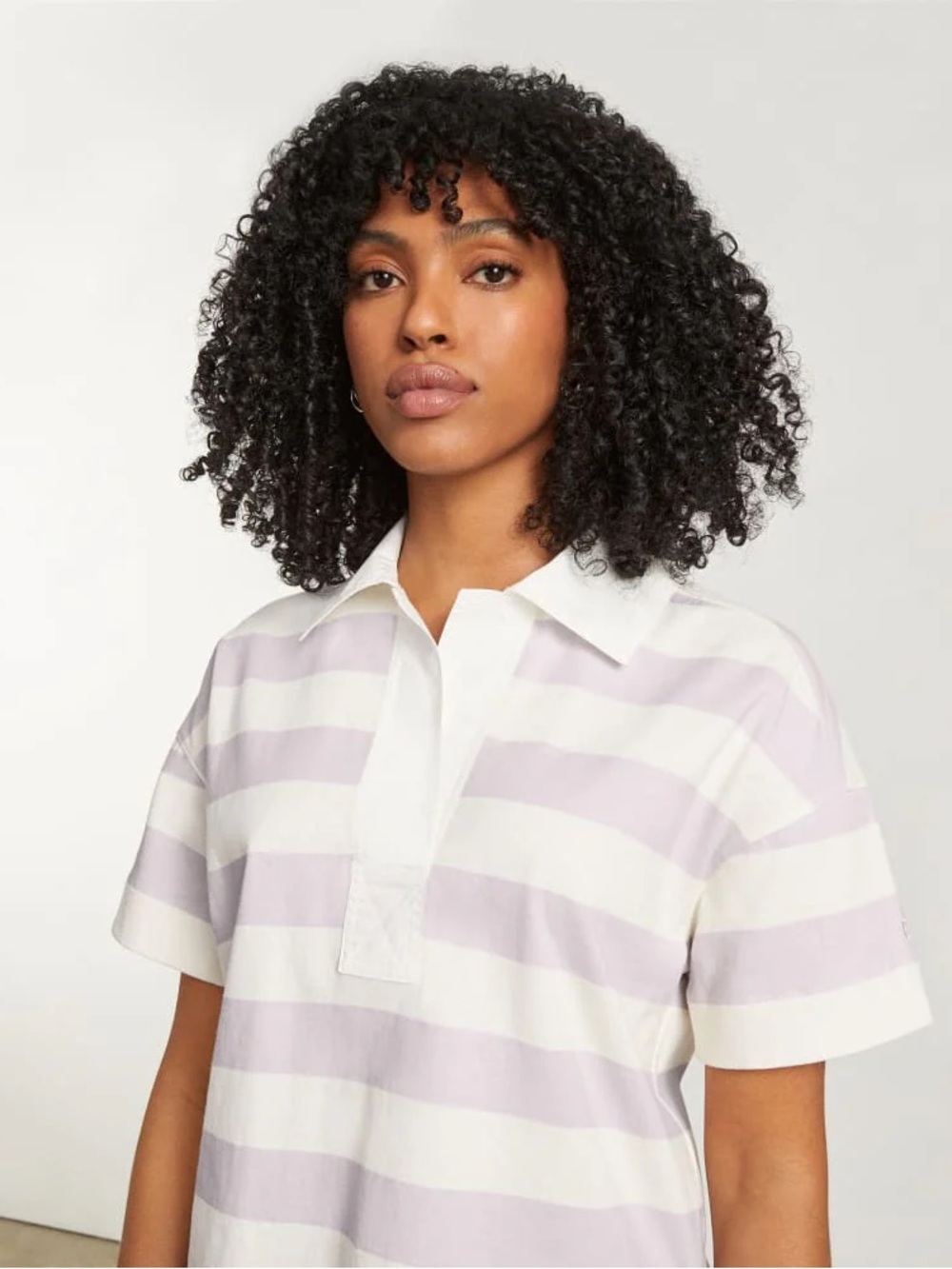 NWT Everlane The Retro Jersey Polo (Rugby) Pale Orchid/Canvas - Picture 2 of 7